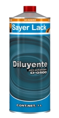 DILUYENTE PARA POLIURETANO
D-0500
Solvente de uso general, puede ser utilizado tanto en fondos,
como en acabados de poliuretano, lacas
y selladores acrílicos.
USO
Diluyente para productos de poliuretanos y barnices acrílicos.
CARACTERÍSTICAS
PORCENTAJE DE DILUCIÓN DEPENDIENDO
DEL MATERIAL CON EL QUE SE DESEA
TRABAJAR
DISPONIBLE EN PRESENTACIÓN DE LITRO
GALÓN Y CUBETA