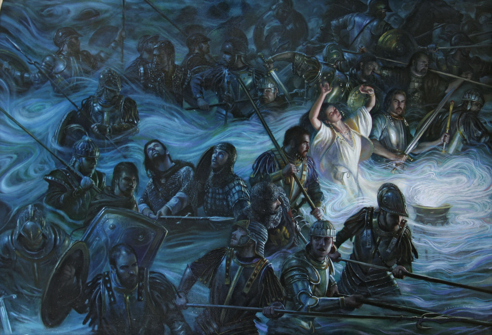 The Gods Return
36" x 24" Oil on Paper on Panel 2008
cover for the novel The Gods Return: The Crown of the Isles,
the third novel in The Crown of the Isles series by David Drake
private collection
