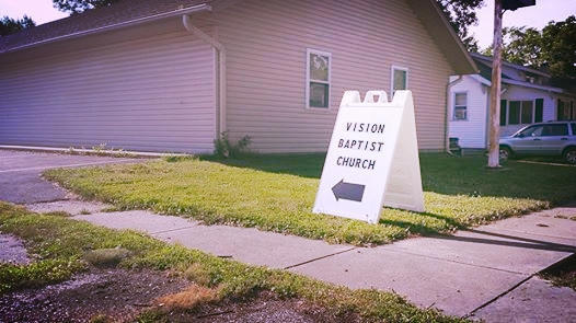 This way to Vision Baptist Church!