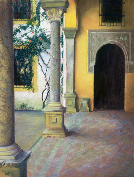 The Pomegranate Tree, Casa de Pilatos, Seville (Pastel 20"x 16")