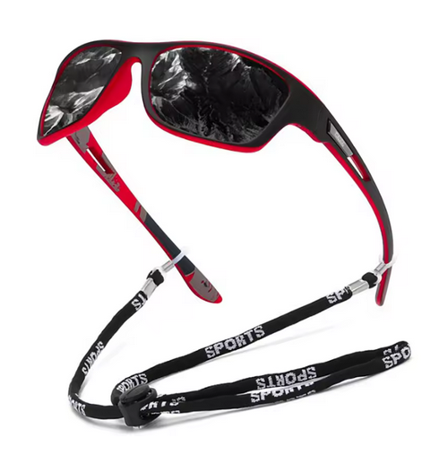 Polarisierte Sonnenbrille klassisch für Damen und Herren zum Autofahren, Radfahren, Angeln mit UV400-Filter - Schwarz und Rot