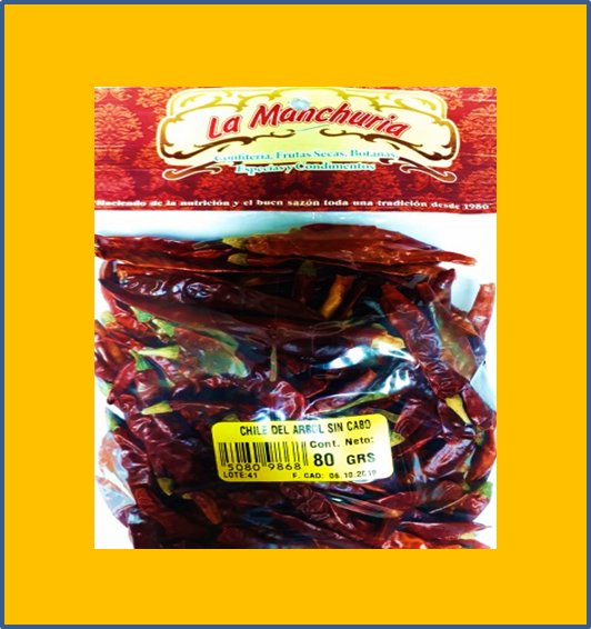 CHILE DEL ÁRBOL SIN CABO  
80 GRS