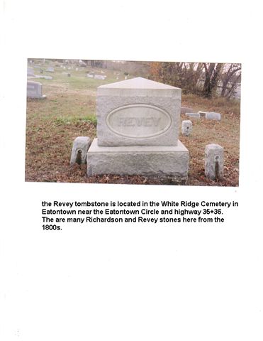 Revey Tombstone in White Ridge Cemetery