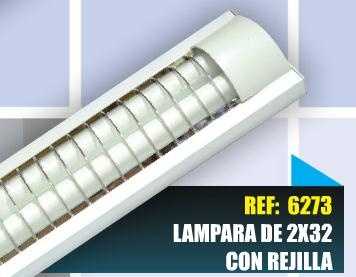 Lámpara T8 Elect. 2X36W (32W) 
120V Blanco-con Rejilla Cod 10724