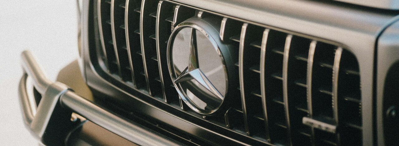 Close-up of a mercedes-benz g-wagon grille