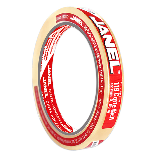 CINTA ADHESIVA TRANSP JANEL 12X65 PZA
TRANSPARENTE LINEA 119 CORTE FACIL
ARTÍCULO: CINTA ADHESIVA
TIPO: CORTE FACIL
COLOR: TRANSPARENTE
MODELO: 119
MARCA: JANEL