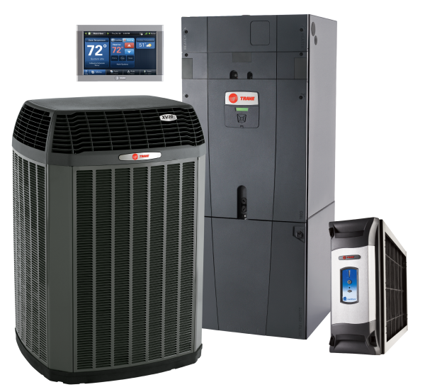 Multiple components of a Trane HVAC system