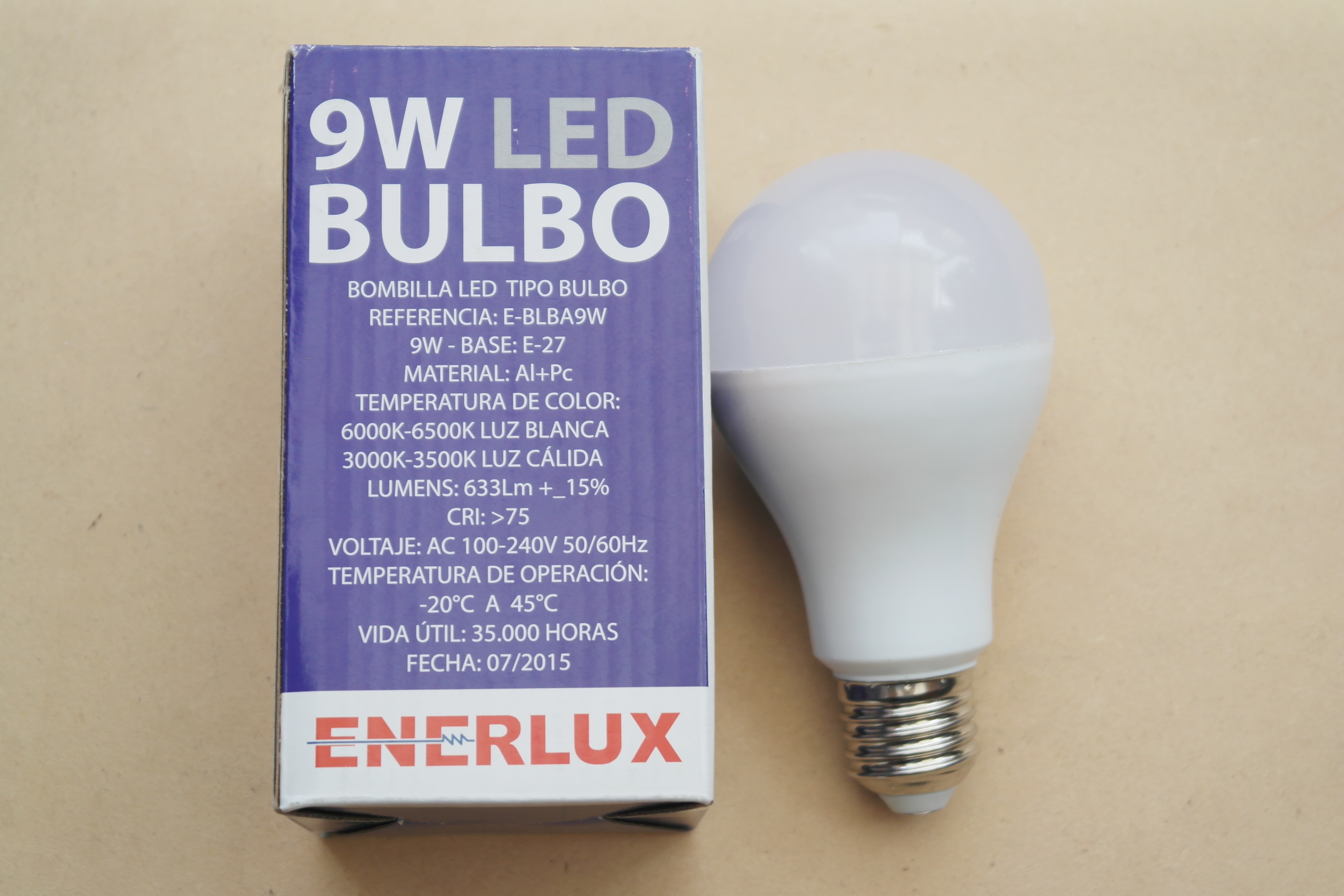Bombillo Led 9W 6500K 3500Hrs 
Enerlux Cod:15195