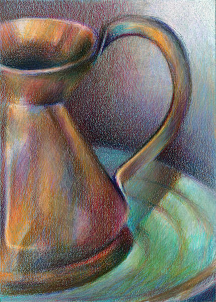 Half Pint Jug #2 (7" x 5" Coloured Pencil on Blue Canson Mi Teintes) 