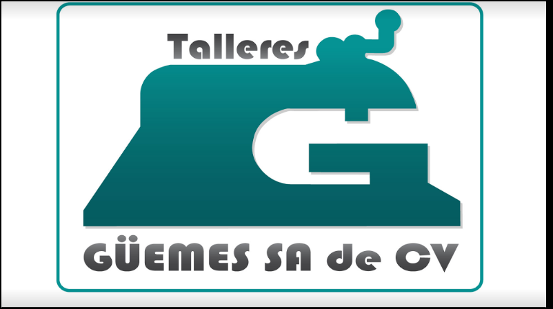 Logotipo de Talleres Güemes SA de CV con diseño estilizado de máquina y letra G.