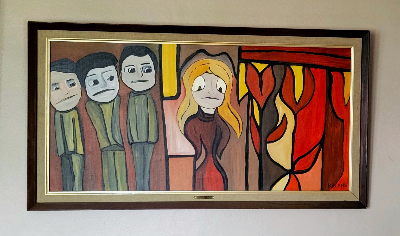 Title: Courtship. 24 x 42. Acrylic on wood panel. Kelene $600.00