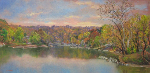 51. Potomac River at Widewater, 12x24 oil on canvas