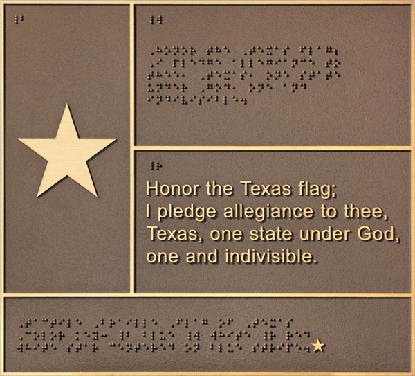 Bronze Braille Flag of Texas Bronze Braille Flag of Texas