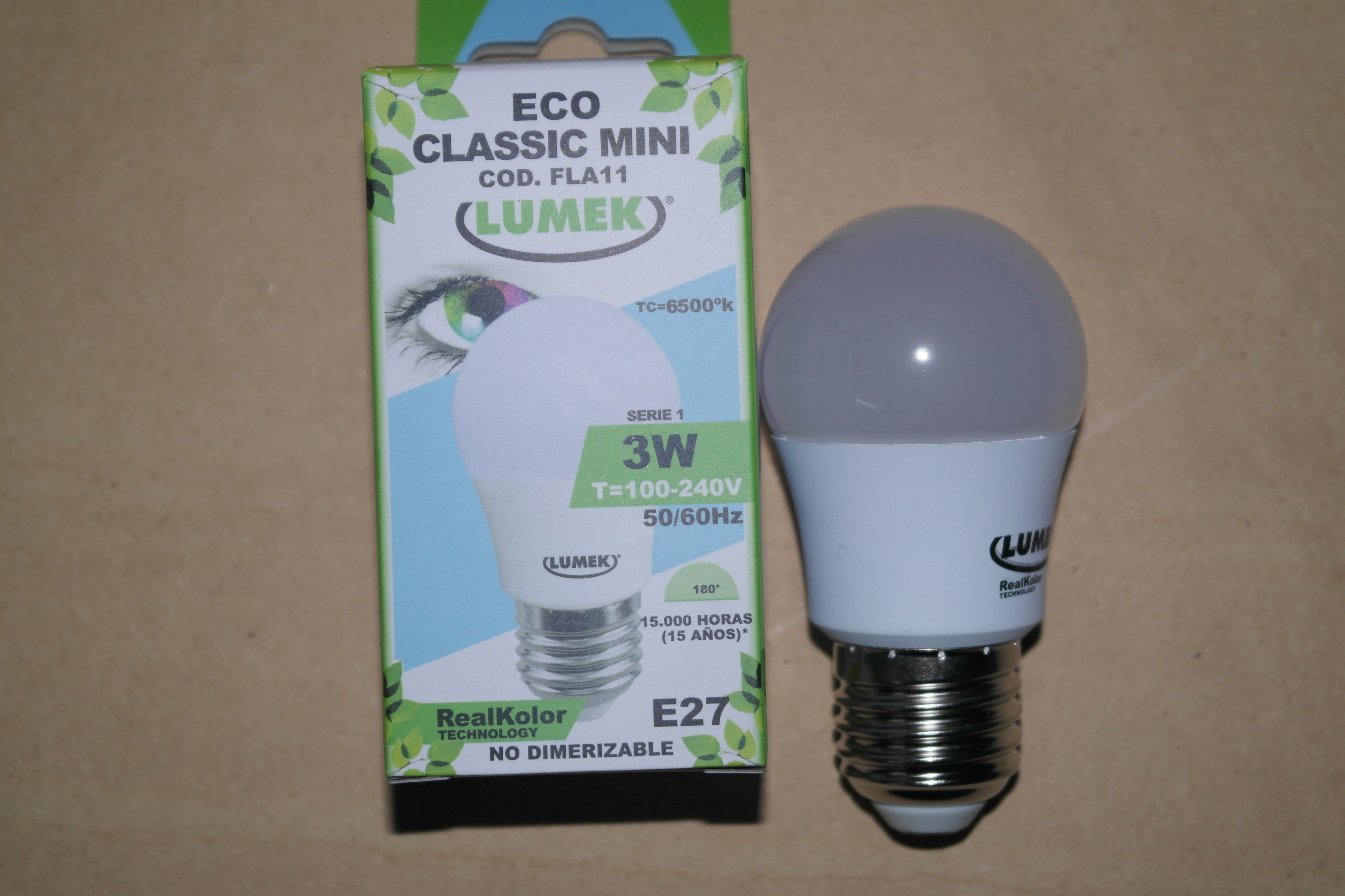 Eco classic LED 3W E27 6500°k 
3000°k Lumek. Codigo 15119 