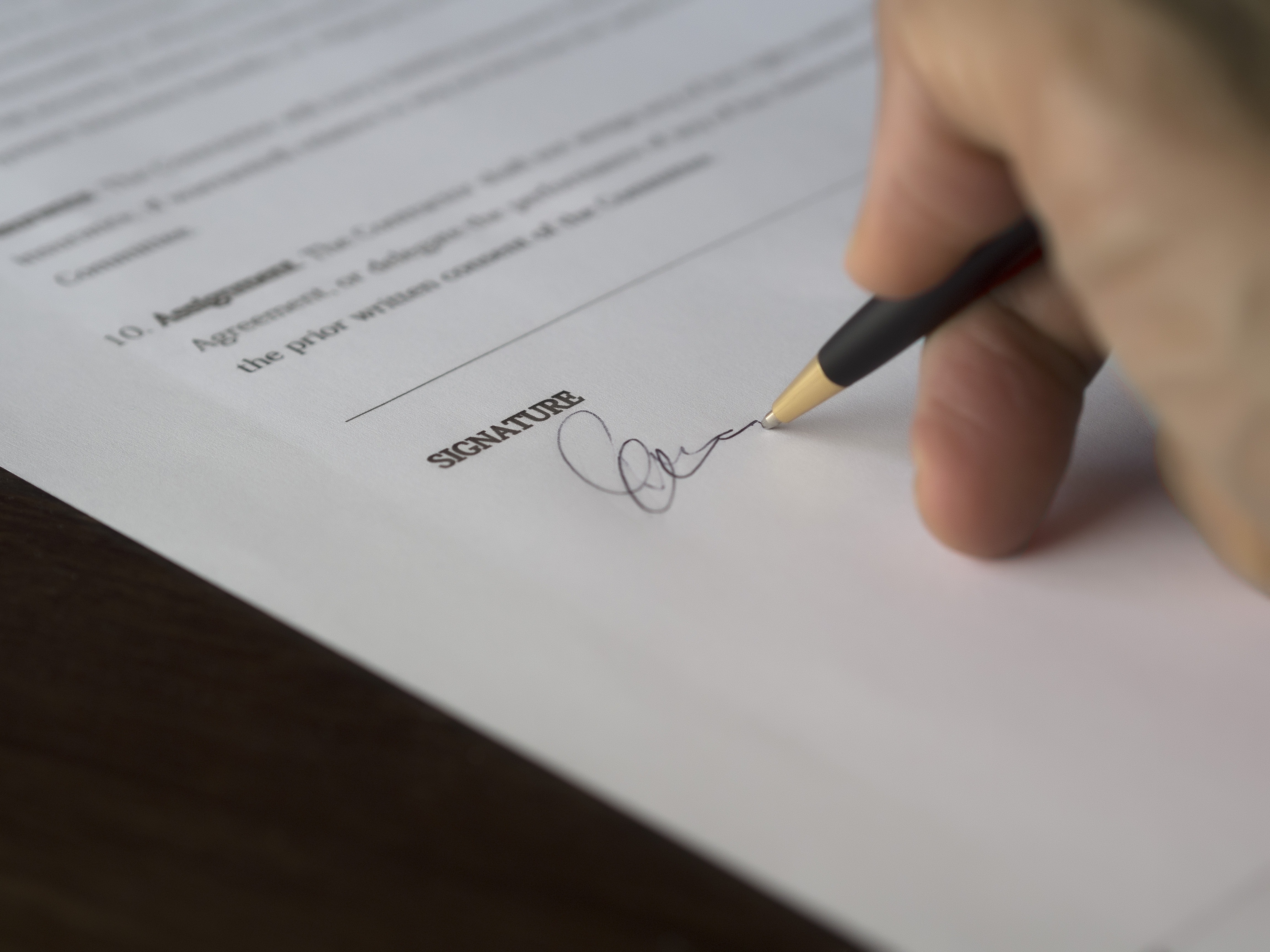Property purchasing contract signature