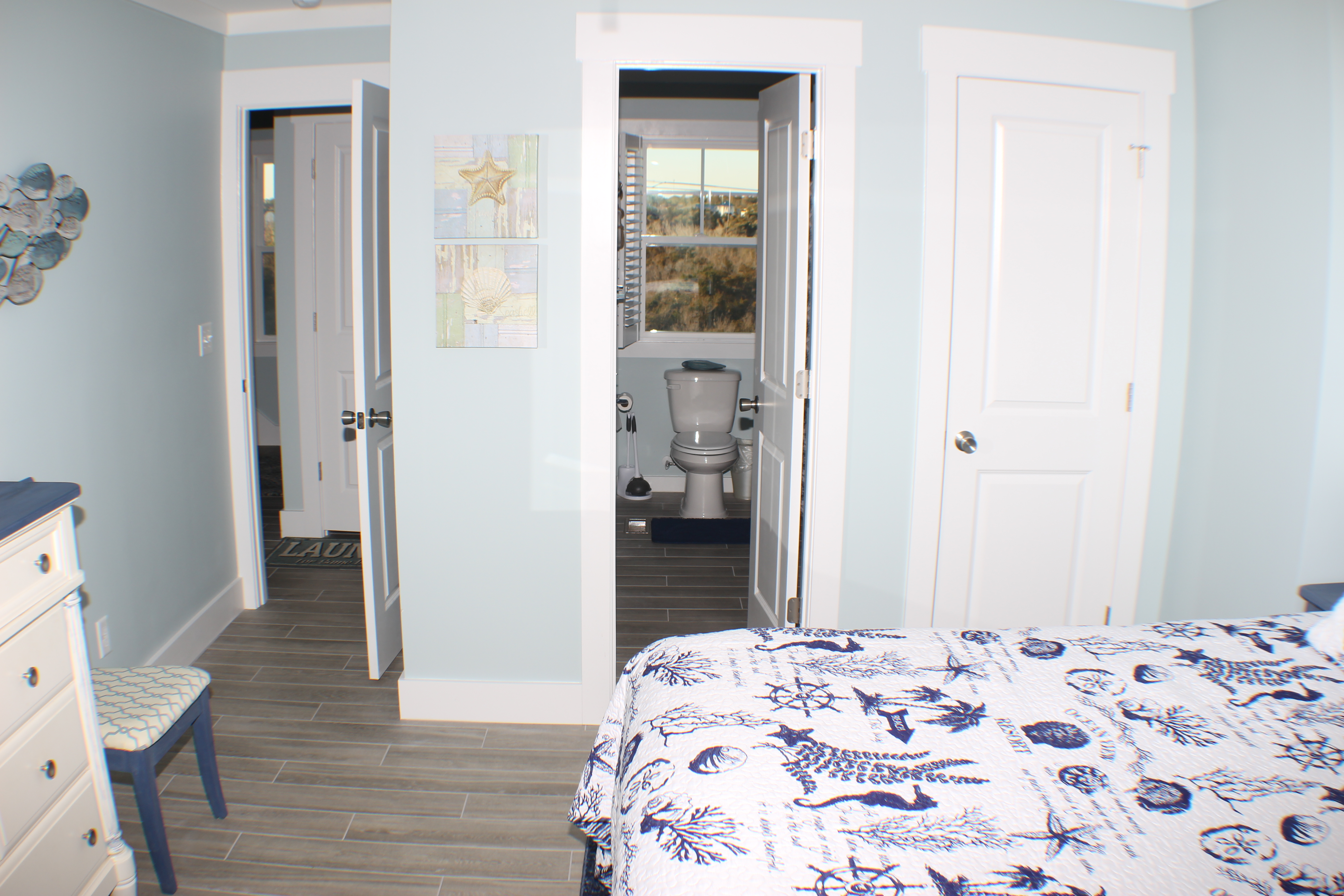 Blue Bedroom exit and bathroom entrance