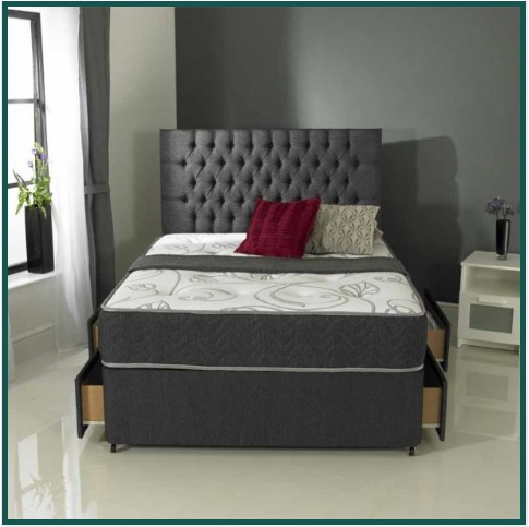 Orchid
The ever popular and most successful divan at Romantica, the Orchid continues to offer medium-firm support with an eye-catching design that appeals to so many.
A true classic, featured here with a standard base and Mayfair headboard in Chelsea Black