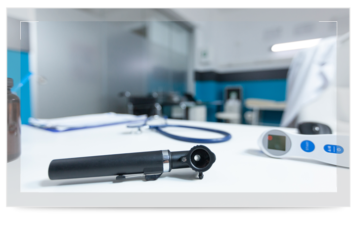 Medical equipment laying on a table