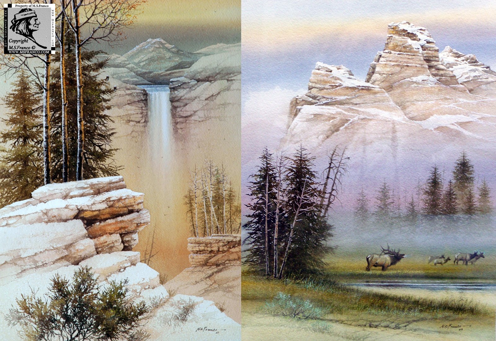 "The Great Cascade"  
 and 
"Up in the High country"
