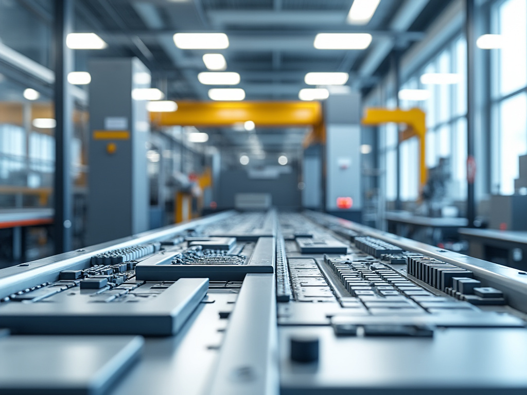 Fábrica moderna con maquinaria avanzada y líneas de producción automatizadas en un entorno industrial.