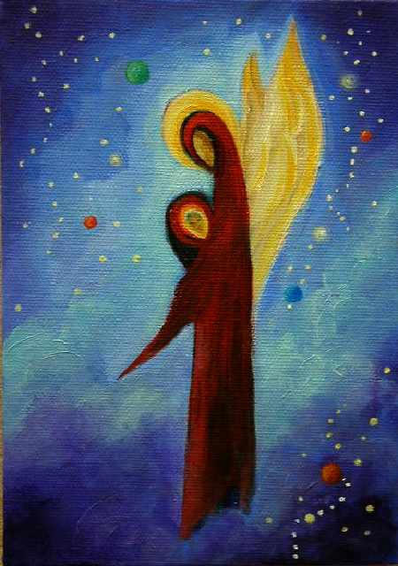 The Cosmic Guardian  5"x 7" Oil on Stretched Canvas  SOLD  Greeting card available