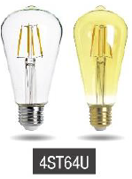 Bombillo vintage ST64 Pera 4W 
Claro/golden 2700k 400 lm E27
 110-130V 18.000 Hr. Evergreen
    Cod-15347-15348 