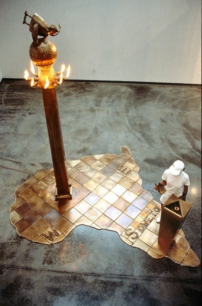 Fire for Biko - 1990, Fabricated Bronze with Patina, 12’ x 10’ x 12’

