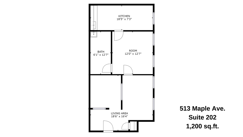 Suite 202 1,200 sq.ft.
