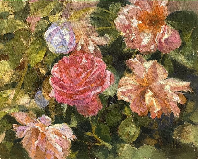 Gomes, Roses in Morning Light, 8x10, Oil 