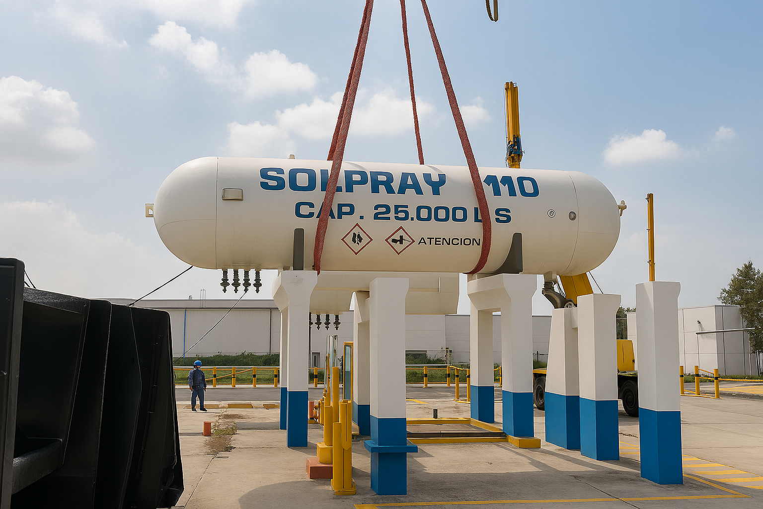 Oficina moderna con grandes ventanales, escritorios alineados y decoración con plantas.