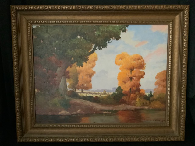 PRODUCT PROFILE :
Product No. : #21219
Description :  W. Frederick Jarvis
 (1868-1944) Autumn River
PRODUCT NARRITAVE:
• Oil on canvas, 18 x 24”, 1920’s 
studied under Franz Mueller
 in Munich, Germany.
