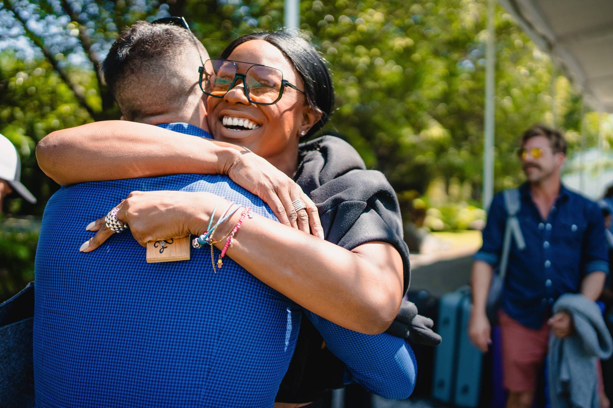 Genuine smiles during the road trip to the wedding.