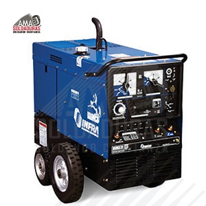 BRONCO 320 K XD

Categoría: Soldadoras tipo generador
Trabajo: Industrial ligero
Salida auxiliar: 11,500 watts pico
Motor: Kohler 25 HP, a gasolina
Rango de amperaje de soldadura:	50-300 A CA
50-300 A CD
Ciclo de trabajo: 100%
Suelda con: Soldar electrodo revestido (SMAW), de corriente alterna o directa (CA/CD), en diámetros de 1.6, 2.4, 3.2, 4.0, 4.8 y 6.4 mm (1/16”, 3/32”, 1/8”, 5/32”, 3/16” y 1/4”). Soldadura TIG (GTAW) CA y CD, con unidad separada de alta frecuencia (opcional), para el arranque y estabilización del arco. Soldadura con microalambre (GMAW) en diámetro de 0.8, 0.9, 1.2 mm (0.030”, 0.035” y 0.045”) con tranferencia de corto circuito. Soldadura tubular (FCAW) con alimentador S-302 (opcional), o para potencial constante en diámetro de 0.8 a 1.2 mm. (0.030” a 0.045”). Aluminio MIG en diámetro de 0.8 y 1.6 mm. (0.030” y 1/16”), requiere el uso de la antorcha Push Pull (opcional).