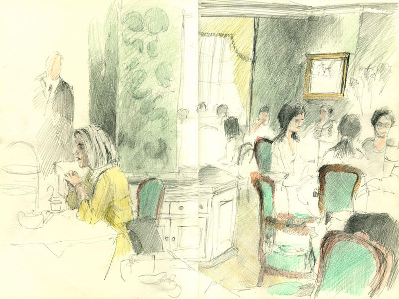 Afternoon Tea (Pencil/coloured pencil)