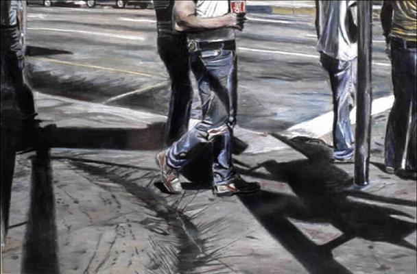 The lower half of pedestrians’ bodies