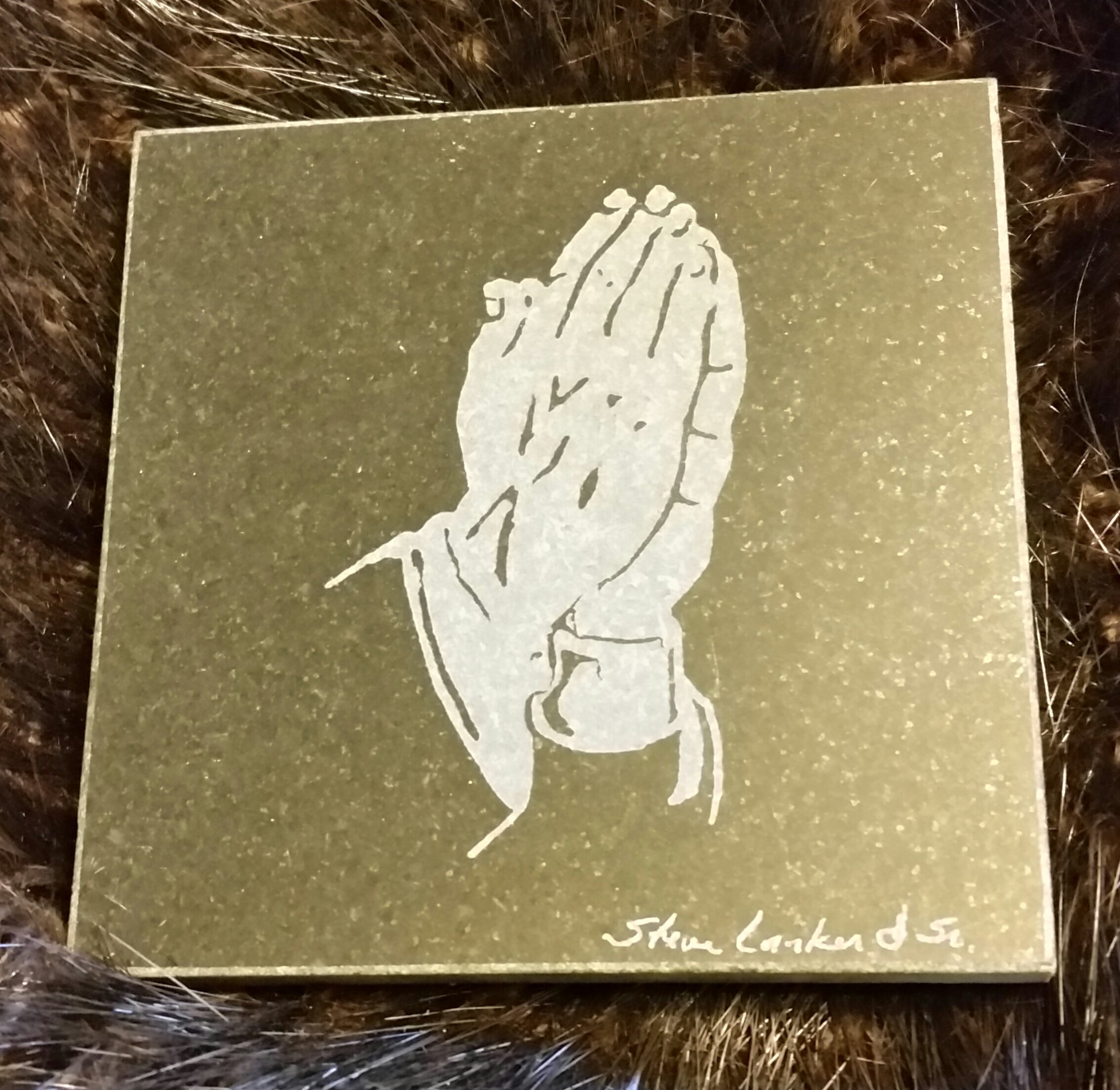 Hand engraved Praying Hands on a granite coaster... $25.00