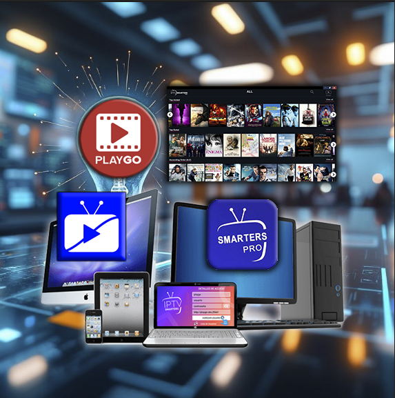 Hombre trabajando en una computadora de escritorio con imágenes de paisajes en la pantalla en una oficina moderna.