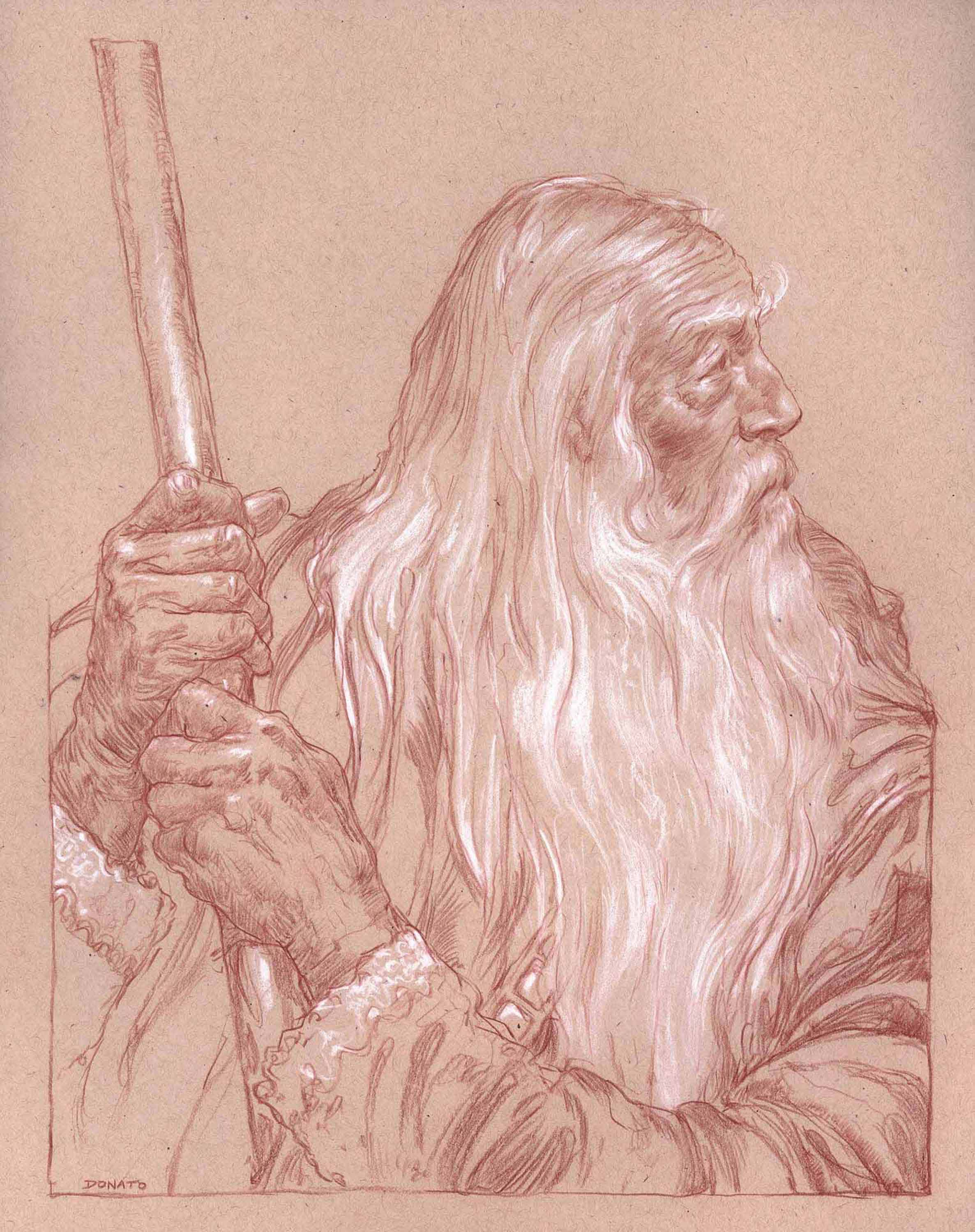 Gandalf at Caradhras
14" x11"  Watercolor Pencil and Chalk on Toned paper 2016
private collection