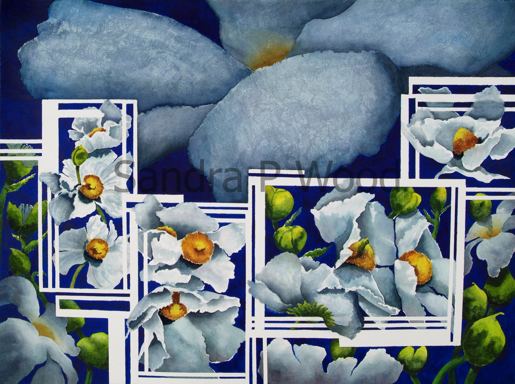 VIGNETTE OF POPPIES IN BLUE
(watercolor)
Sold


