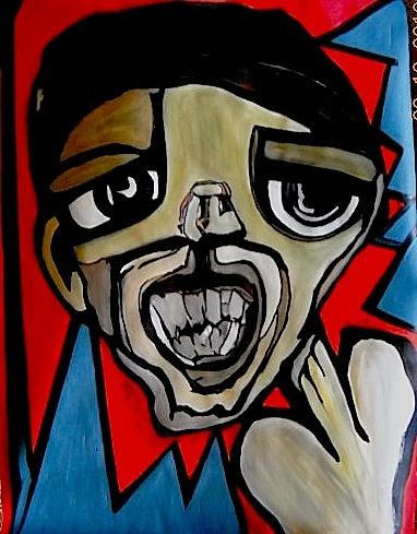 CALL ME. Paint on paper.  13 x 17. All artwork copyrighted©. $150.00 framed