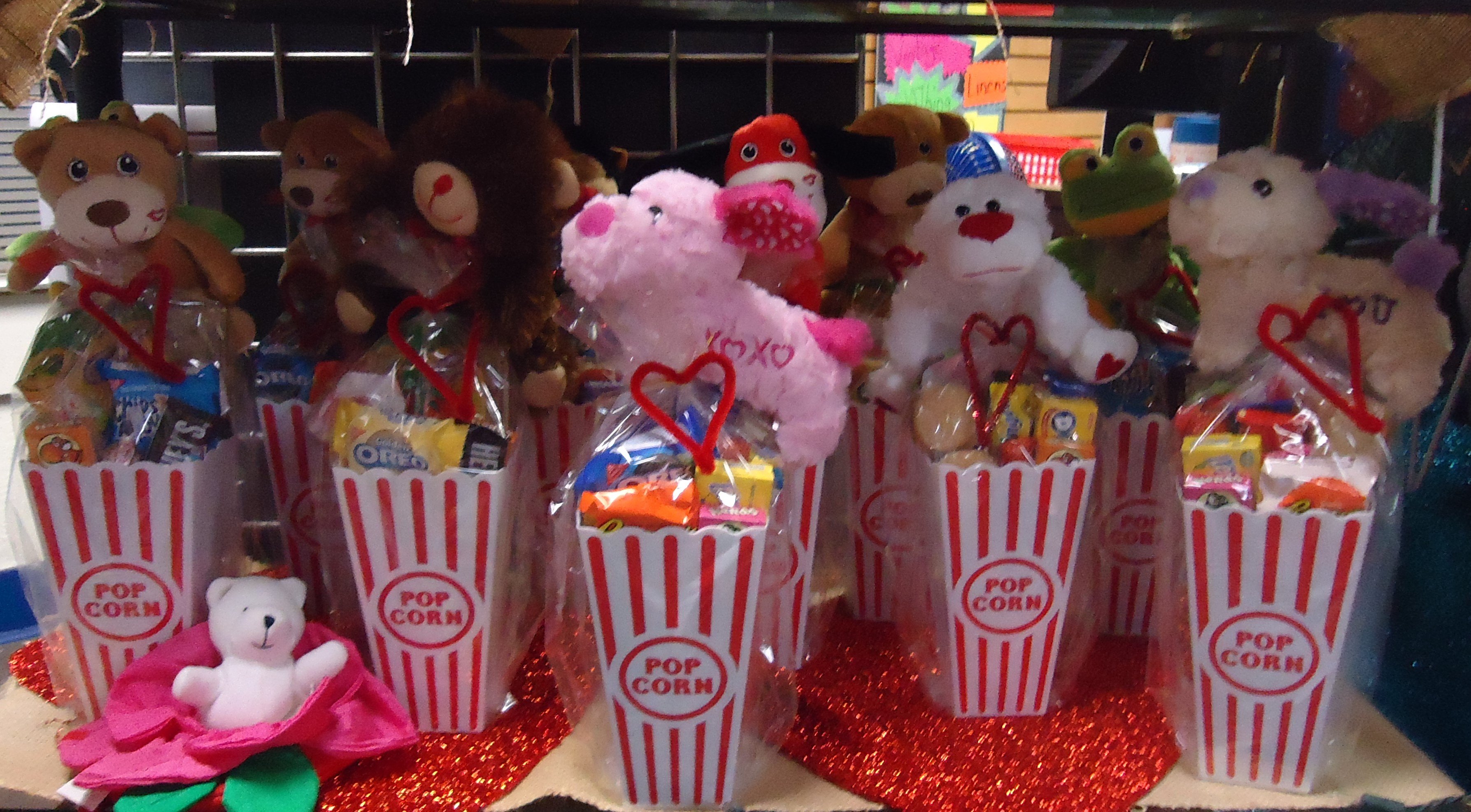 &quot;Popcorn&quot; Tubs W/ Drink, Candy &amp; Small Plush
$16.50 Each