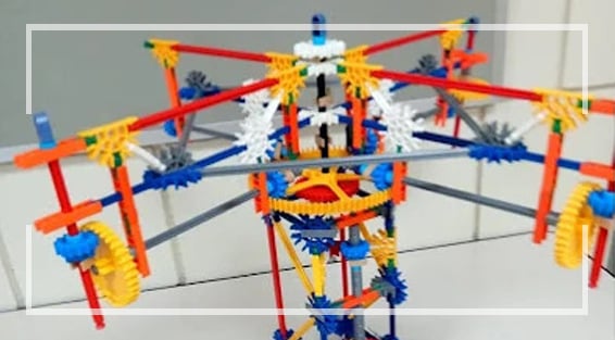 A colorful machine built by students