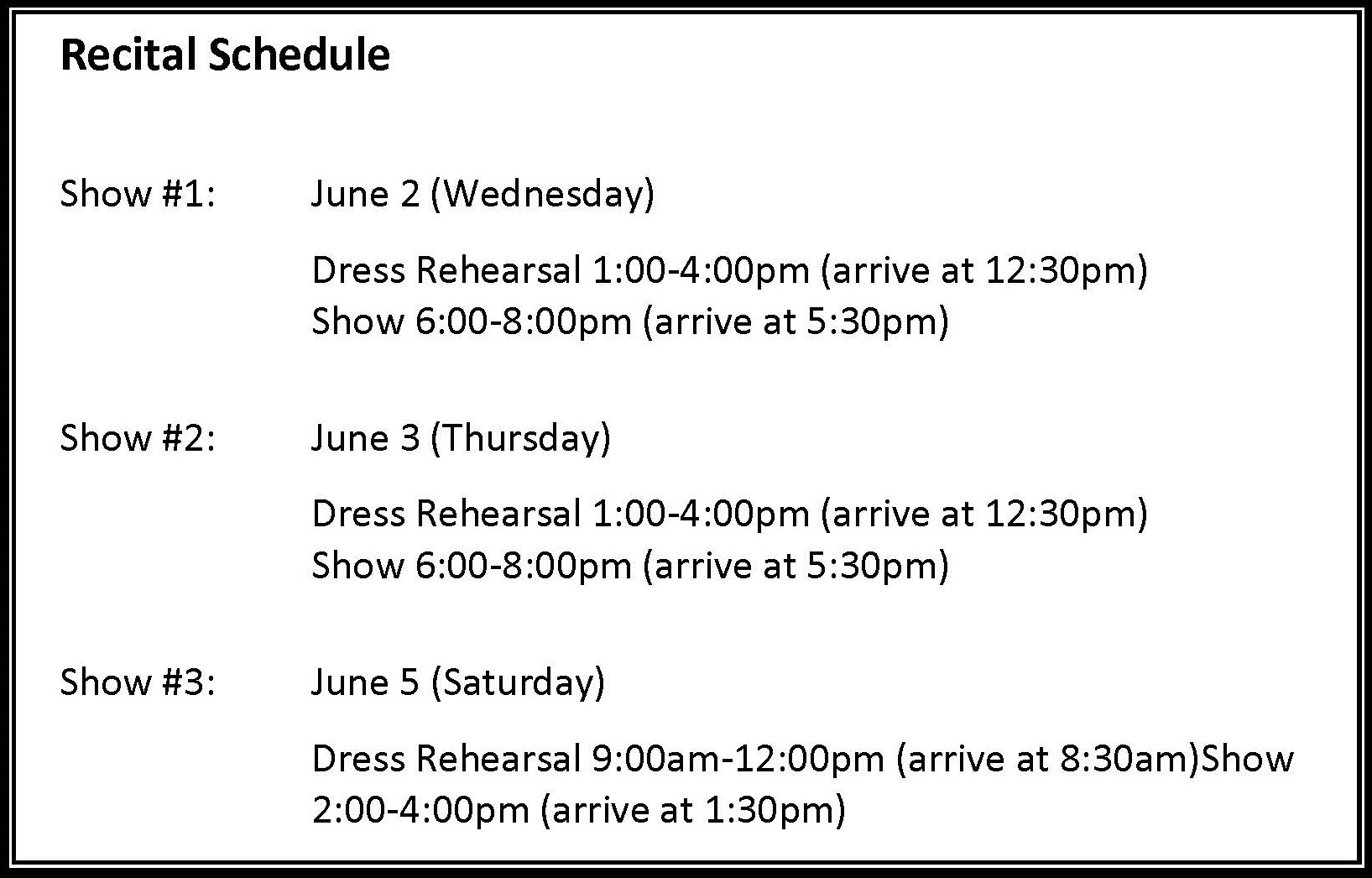 Showcase 2021 Schedule