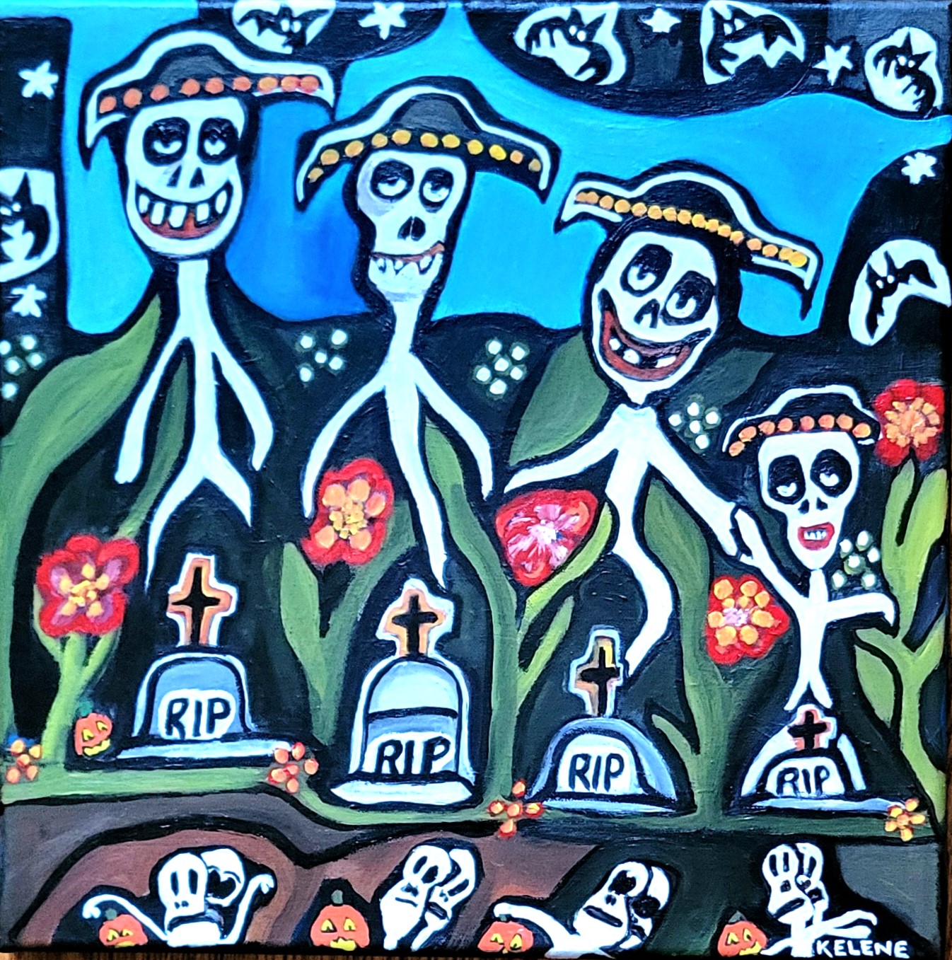 Title After Party 12 x 12 acrylic on canvas Kelene 2024 $130.00