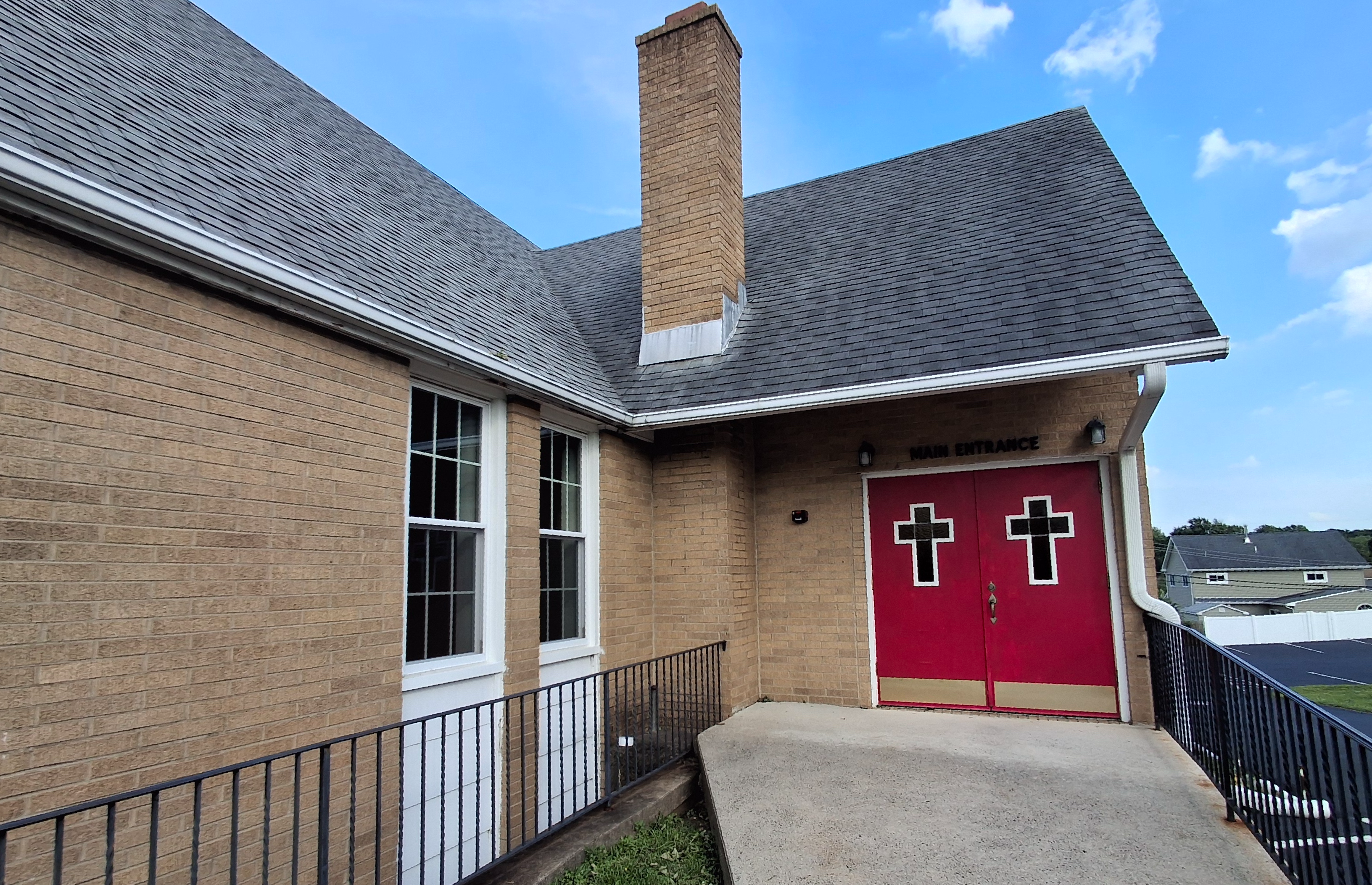 Front door of the Levittown Christian Church in Levittown, PA
