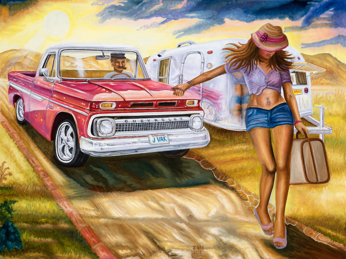 1966 Chevy Pickup with Hitchhiker
      30 X 40 Oil on Canvas
                 $2500
                   2018
