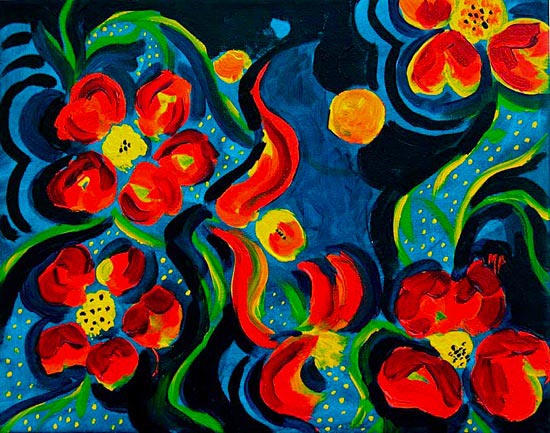 Red On Blue
8x10 Acrylic on canvas