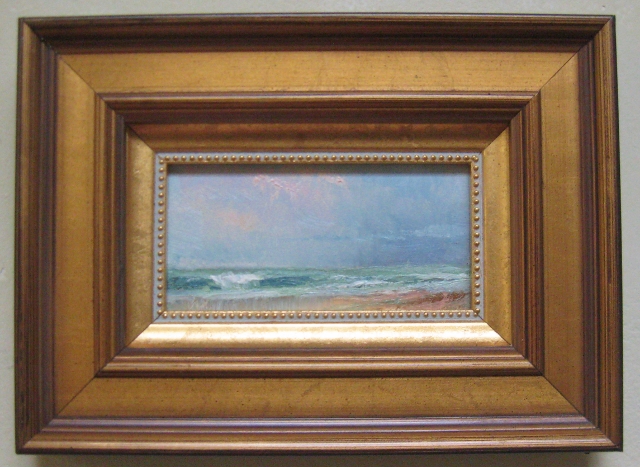 Breaking Waves, manasota Key, 2 x 4 Oil on Panel
