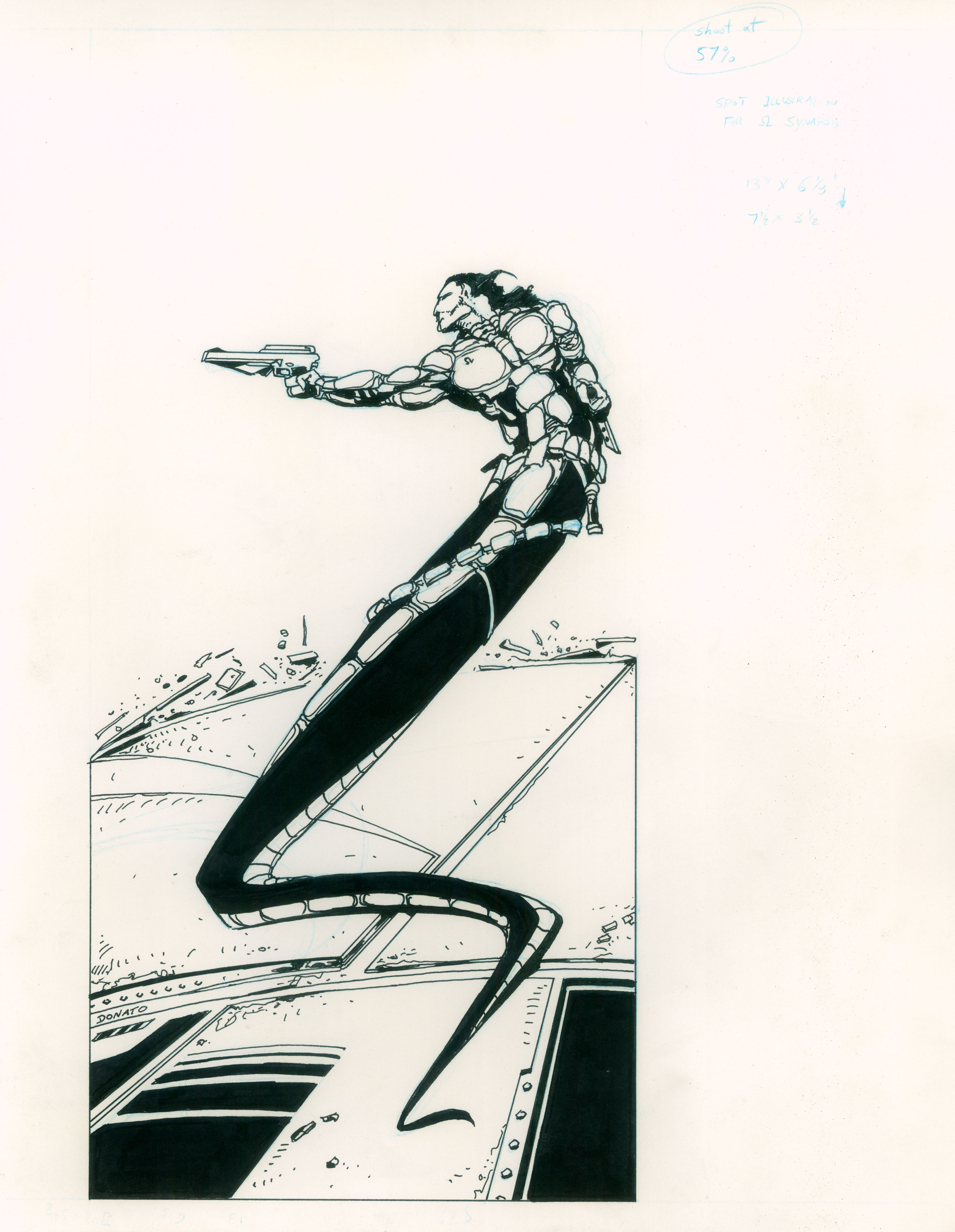 Omega Corps Comic
 illustration
Seth Torth
11" x 14" ink on bristol paper
1991
$1000