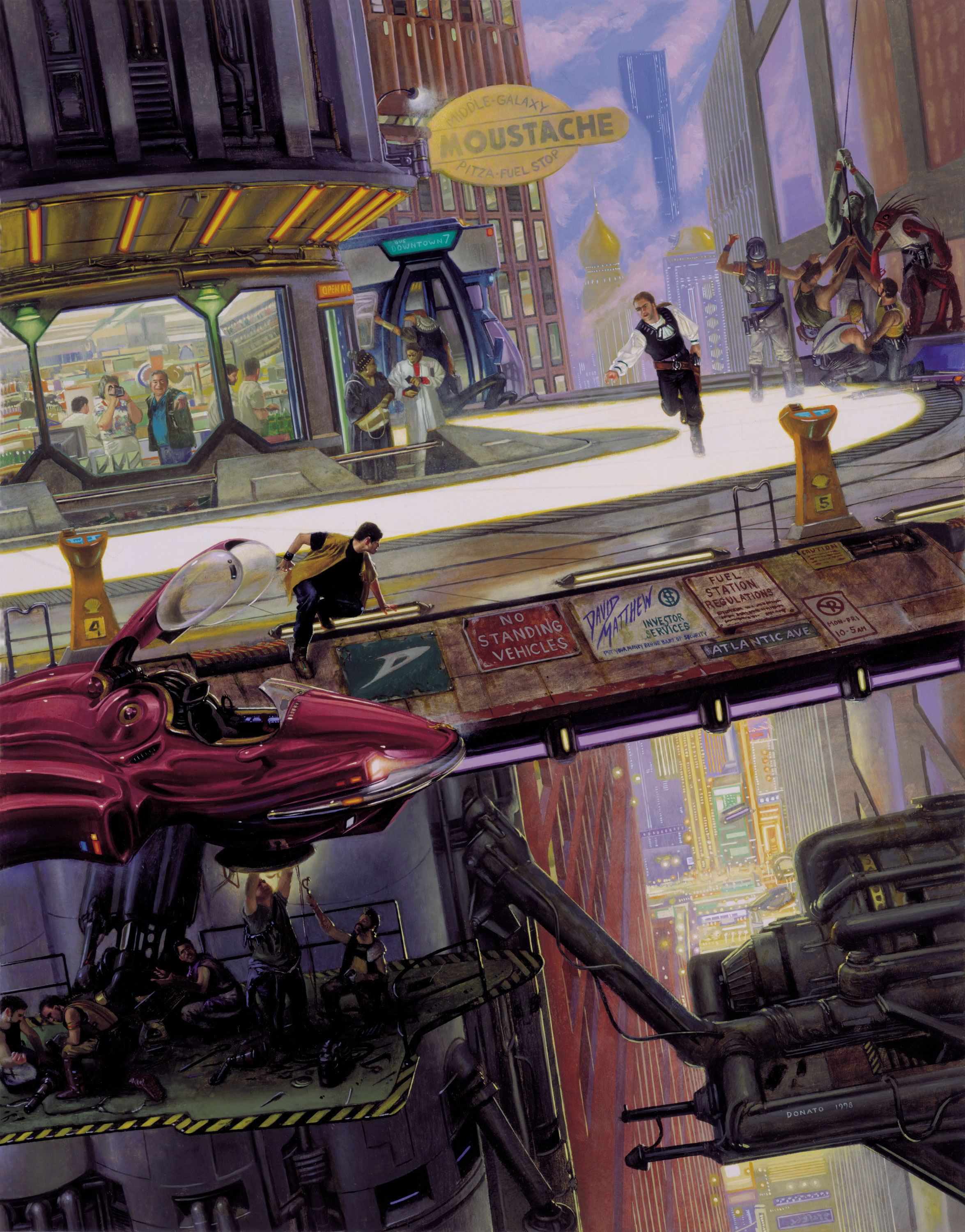 Atlantic Avenue: 2467
28" x 18" Oil on Panel 1998
cover commission for the Widowmaker omnibus by Mike Resnick from the Science Fiction Book Club
private collection 
prints available in the store